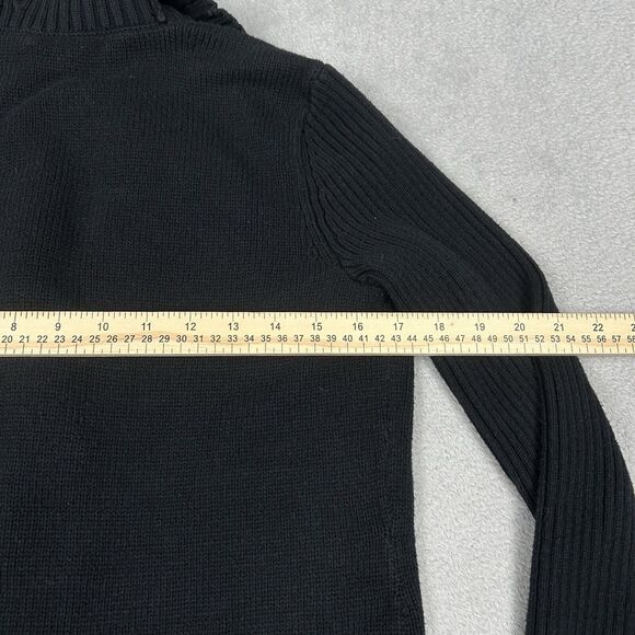 Ralph Lauren Sweater Women's Medium Black Rib Knit Shawl Collar Buckle Cardigan - Picture 7 of 9